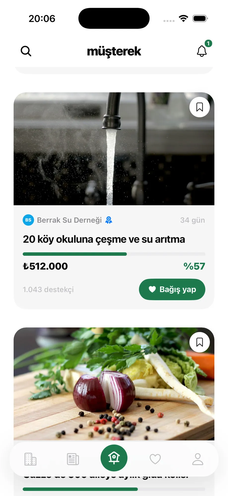 Müşterek uygulamasının kampanya keşfet ekranı